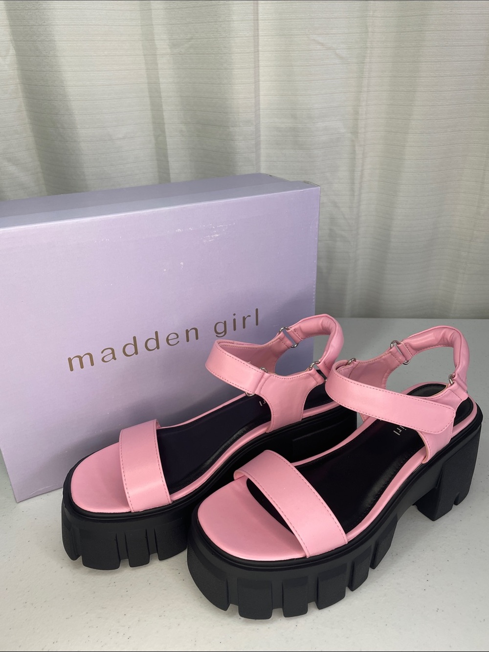Madden Girl Pink Platform Lug Sandals